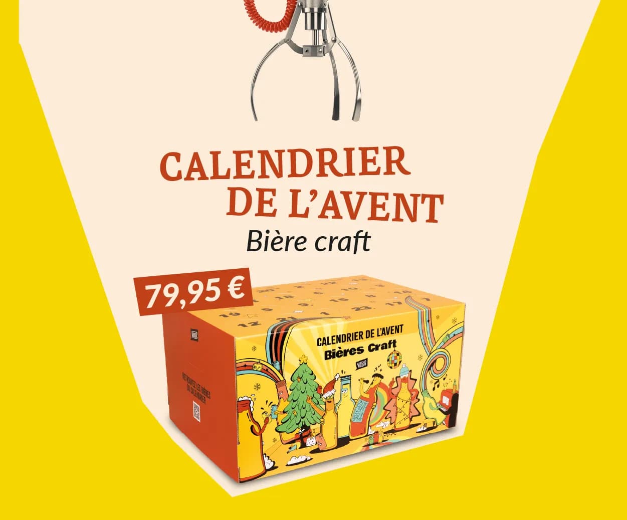 Craft beer advent calendar box with festive illustrations, priced at 79.95 euros.