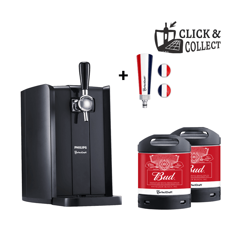 Machine Perfect Draft black + 2 mini fûts + 1 poignée de tirage bleu blanc rouge
