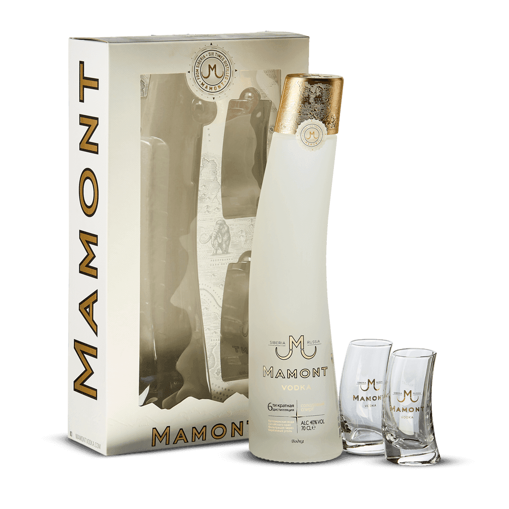 Coffret Mamont Vodka + 2 Verres 40%