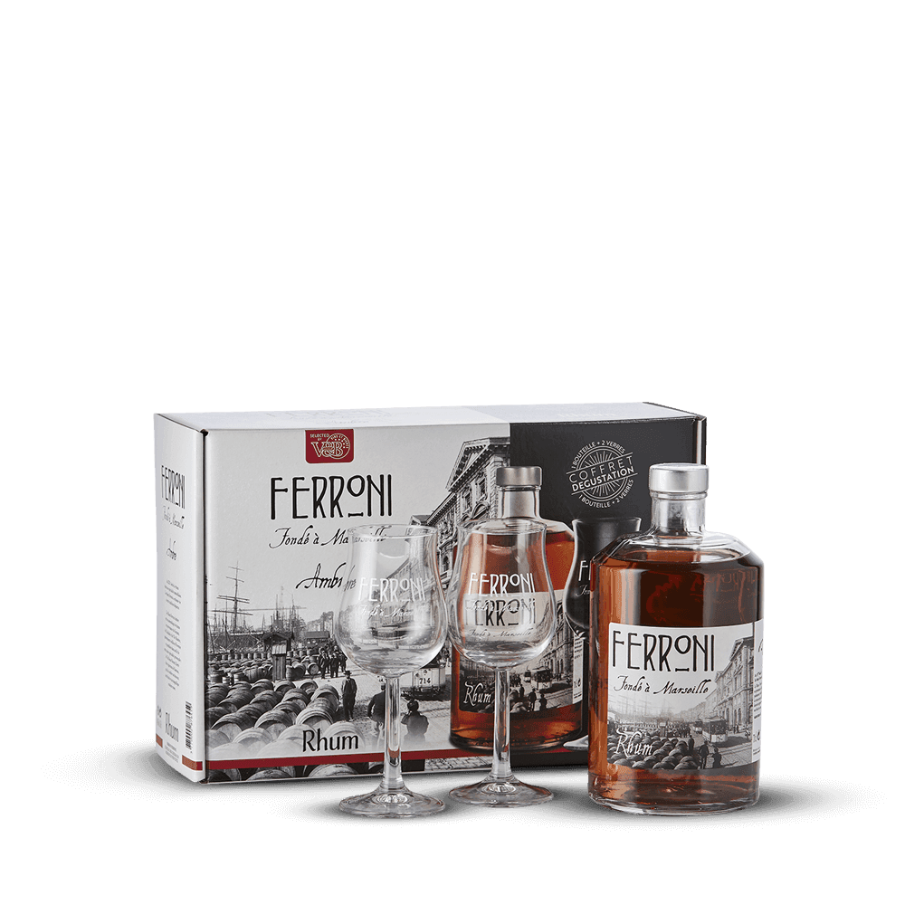 Coffret Ferroni Ambré + 2 verres V and B