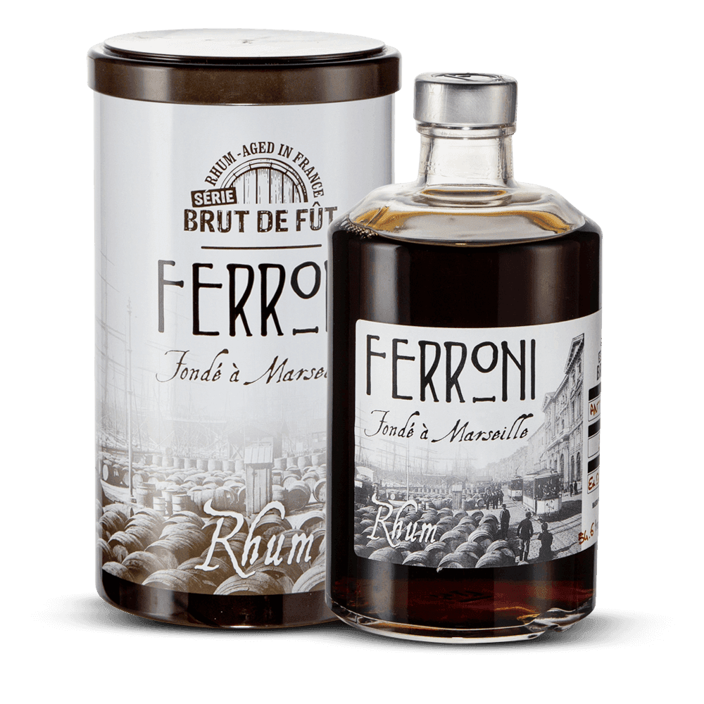 Ferroni Brut de Fût Antilles Françaises 4 ans 54,6 % + Etui