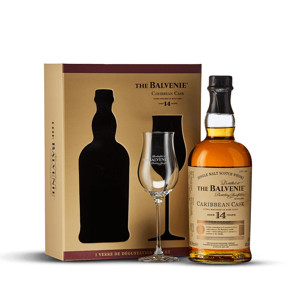 Coffret The Balvenie 14 ans Caribbean Cask + 1 verre