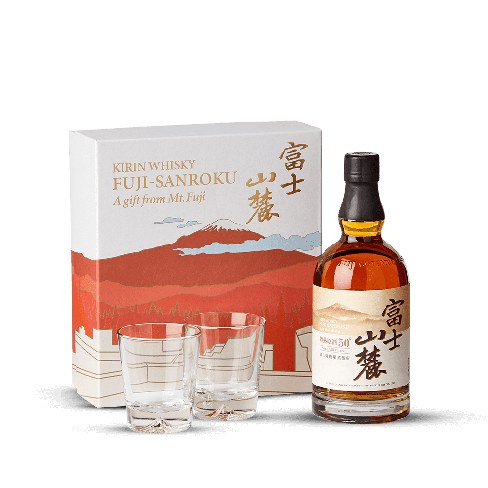 Photo 1 — Coffret Kirin Fuji Sanroku + 2 verres