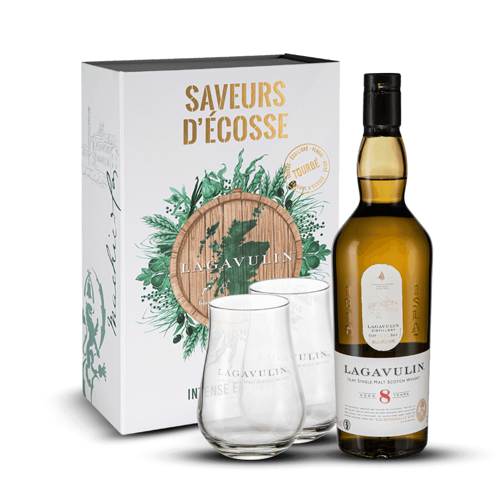 Coffret Lagavulin 8 ans 48% + 2 Verres
