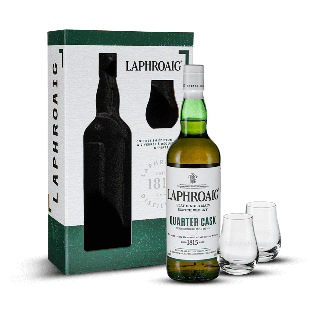 Coffret Laphroaig Quarter Cask + 2 Verres 48%