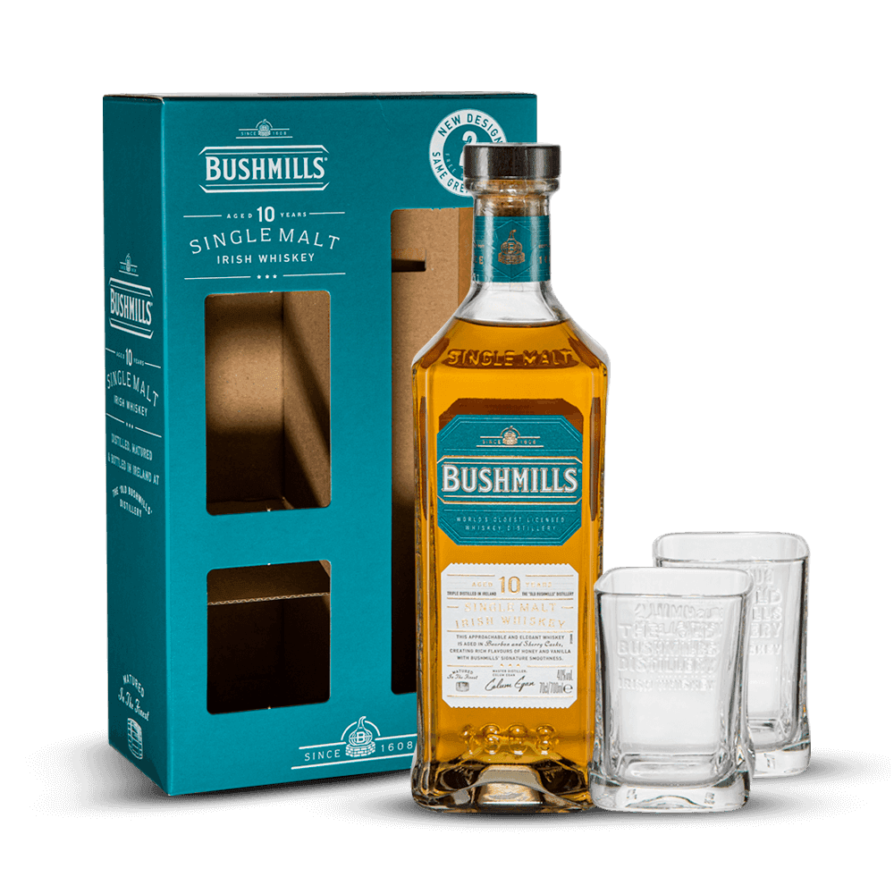 Coffret Bushmills Single Malt 10 Ans + 2 Verres 40%