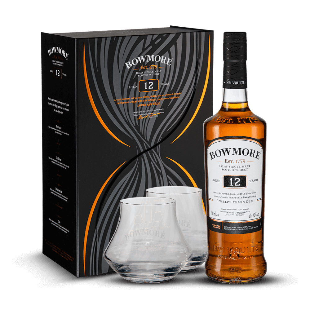 Coffret Bowmore 12 Ans 40% + 2 Verres