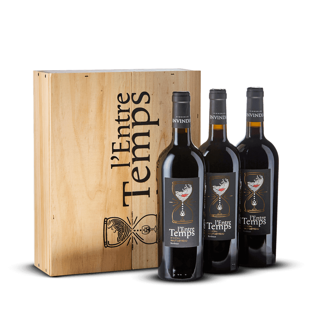 Coffret bois 3 bouteilles l'Entre-Temps
