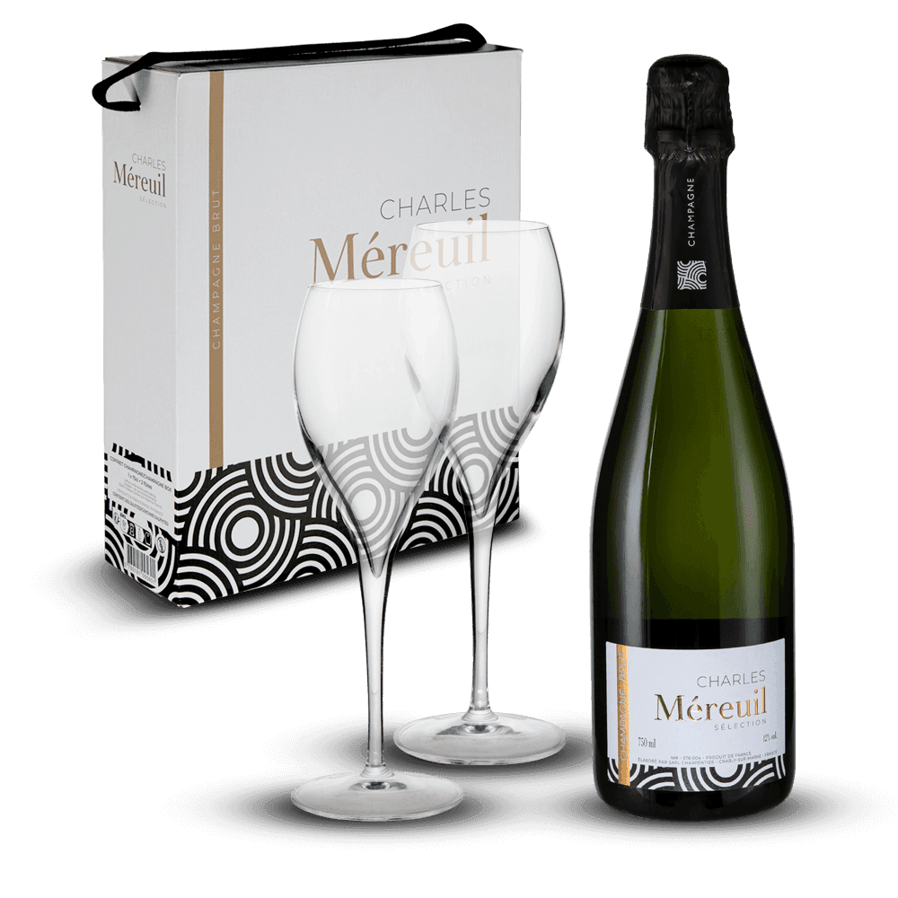 Coffret Champagne Charles Méreuil + 2 Flûtes