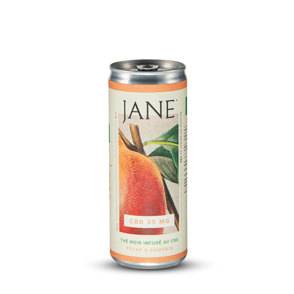 Jane Thé Noir Pêche Romarin au CBD 25 cl