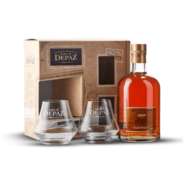 Coffret Depaz VSOP + 2 verres