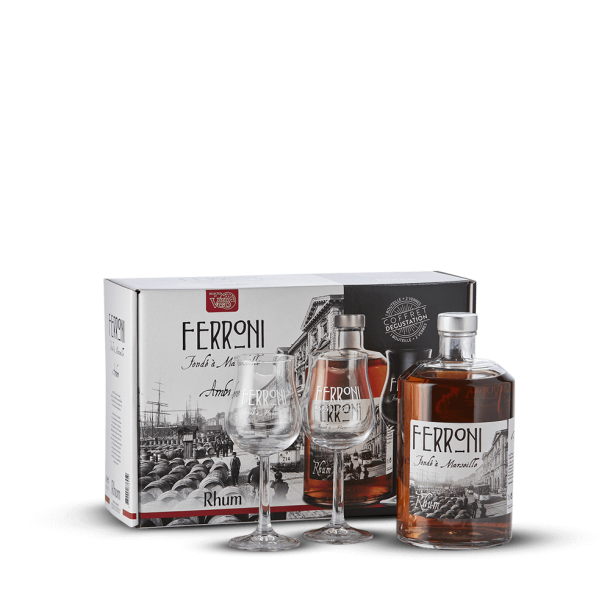 Coffret Ferroni Ambré + 2 verres V and B