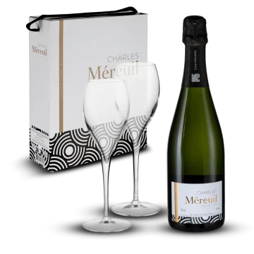 Coffret Champagne Charles Méreuil + 2 Flûtes